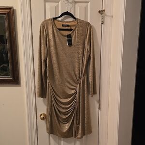 LAUREN RALPH LAUREN BRAND WOMEN'S PLUS SIZE GOLDEN LONG SLEEVES DRESS SIZE 16